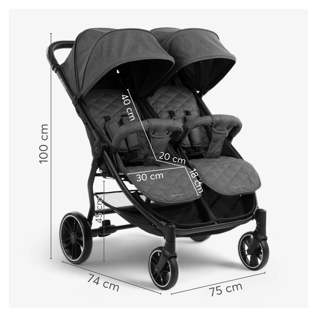 کالسکه 2قلو کیکابو مدل For Twins Happy 2 دسته مبلی Kikkaboo