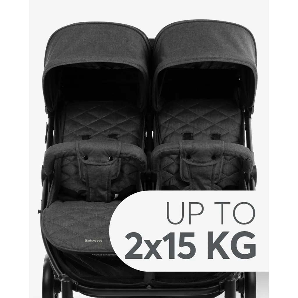 کالسکه 2قلو کیکابو مدل For Twins Happy 2 دسته مبلی Kikkaboo