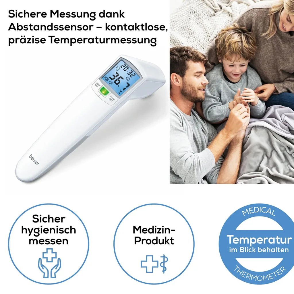 تب سنج بیورر دماسنج دیجیتال لیزری بدون تماس محیط شیشه شیروبدن Beurer