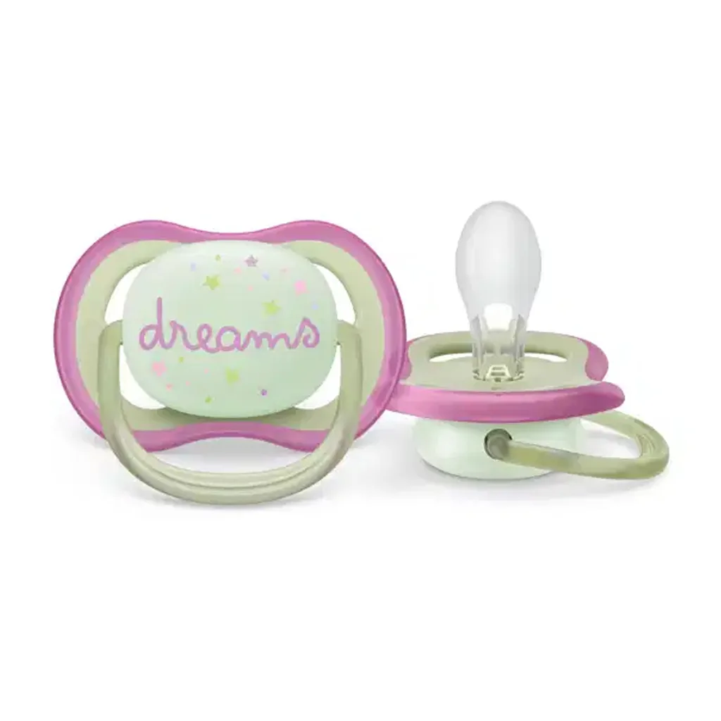 پستانک اونت Ultra Air اولترا اير 2عددی ستاره پروانه نایت شبرنگ 0-6ماه Avent