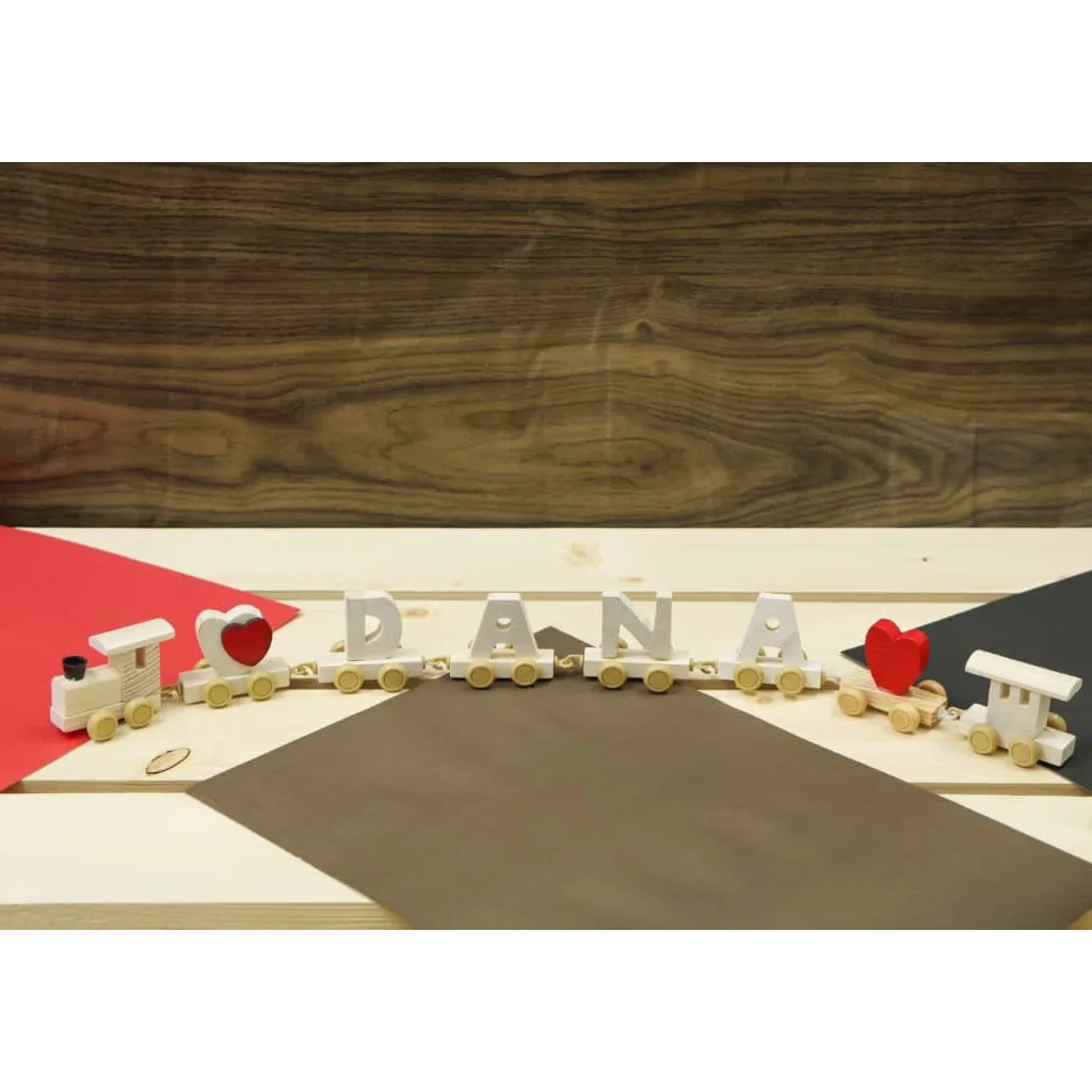 هدایای چوبی و تبلیغاتی حروف لاتین انگلیسی اسم ساز قطار شادی Happy Train