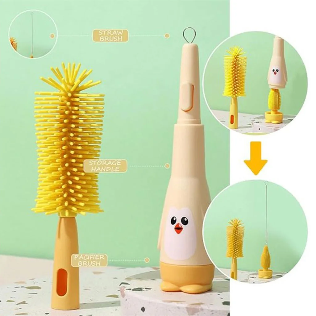 برس شيشه شور اونت 3تكه سيليكونی پيگوئن پاپيونی Avent