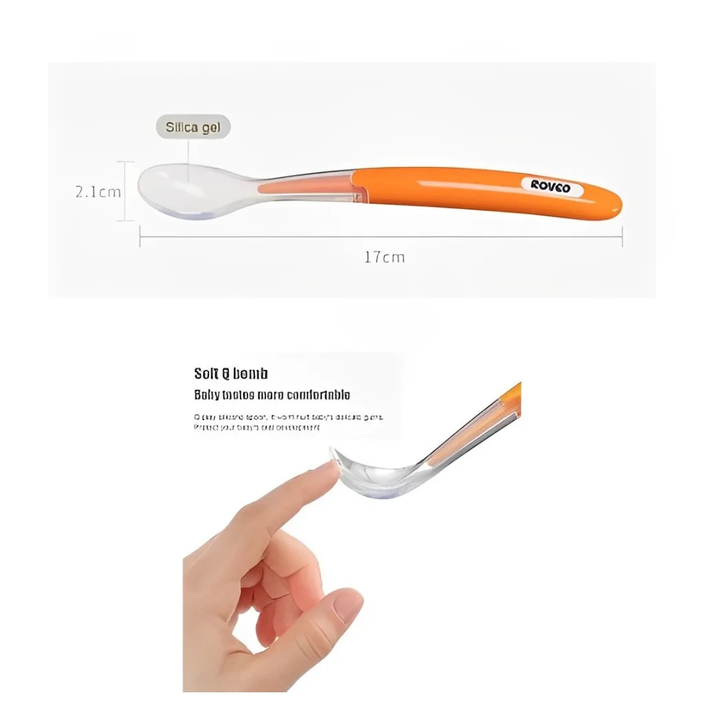 قاشق تکی سر سیلیکونی قابدار 0+ماه روکو Rovco