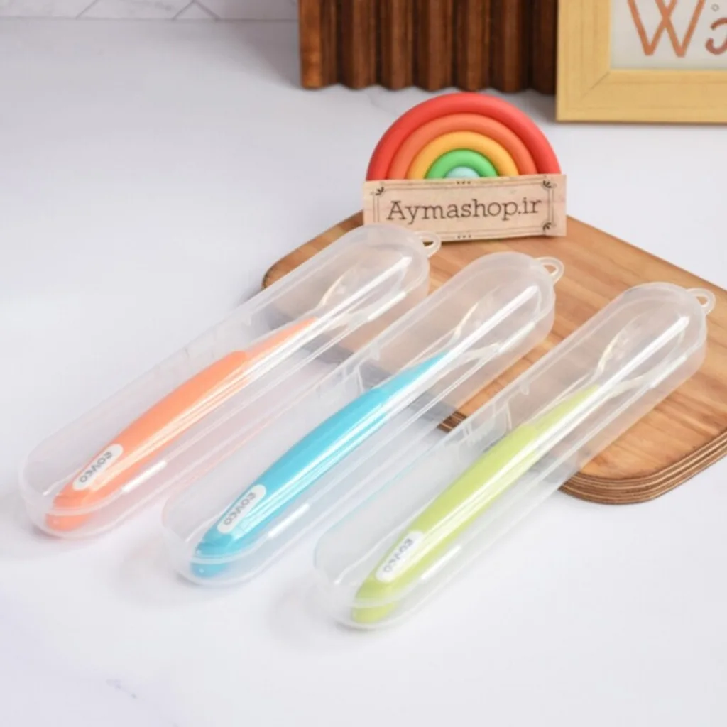 قاشق تکی سر سیلیکونی قابدار 0+ماه روکو Rovco