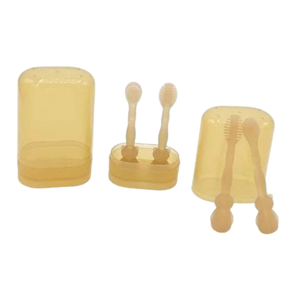 مسواك ماساژور لثه دكتر جيم سيليكوني 2عددي موم عسل قابدار Dr GYM