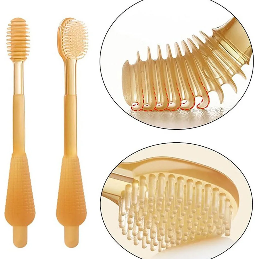 مسواك ماساژور لثه دكتر جيم سيليكوني 2عددي موم عسل قابدار Dr GYM