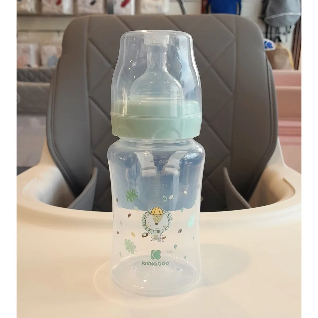 شیشه شیر کیکابو پلی پروپلین Jungle king PP برگ شیر 3+ماه 240میل Kikkaboo