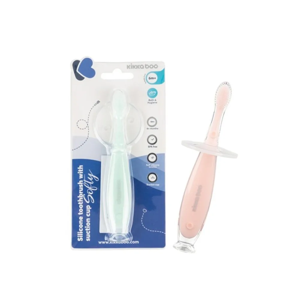 مسواک کیکابو Softy سیلیکون Silicone toothbrush with suction cup چسبان Kikkaboo