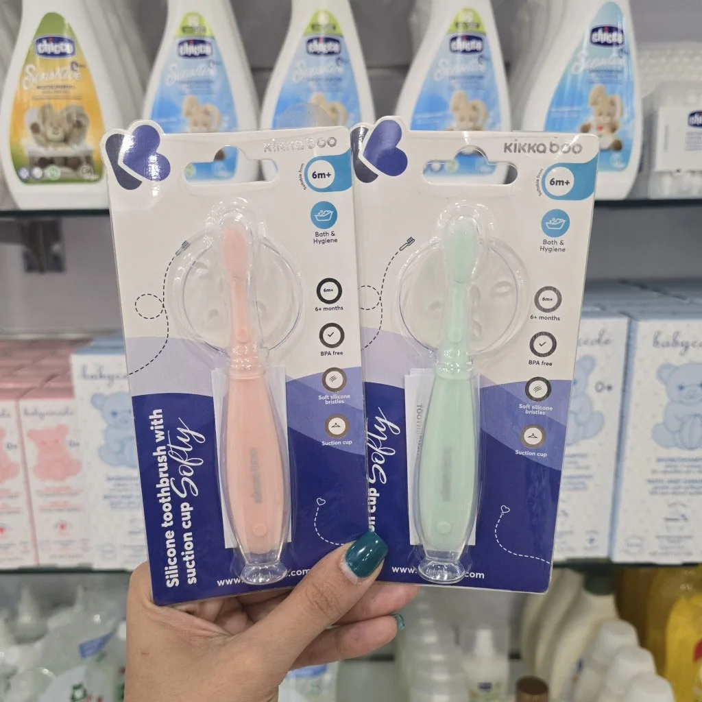 مسواک کیکابو Softy سیلیکون Silicone toothbrush with suction cup چسبان Kikkaboo