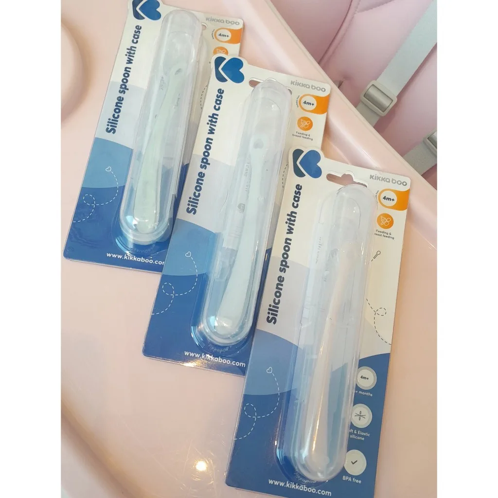 قاشق کیکابو سیلیکونی Silicone spoons with case قابدار 4+ماه تکی Kikkaboo