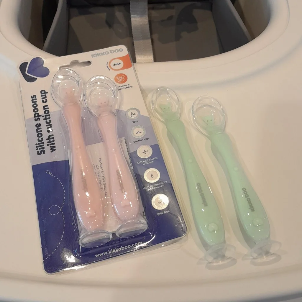 قاشق سیلیکونی کیکابو چسبان 2عددی Kikkaboo