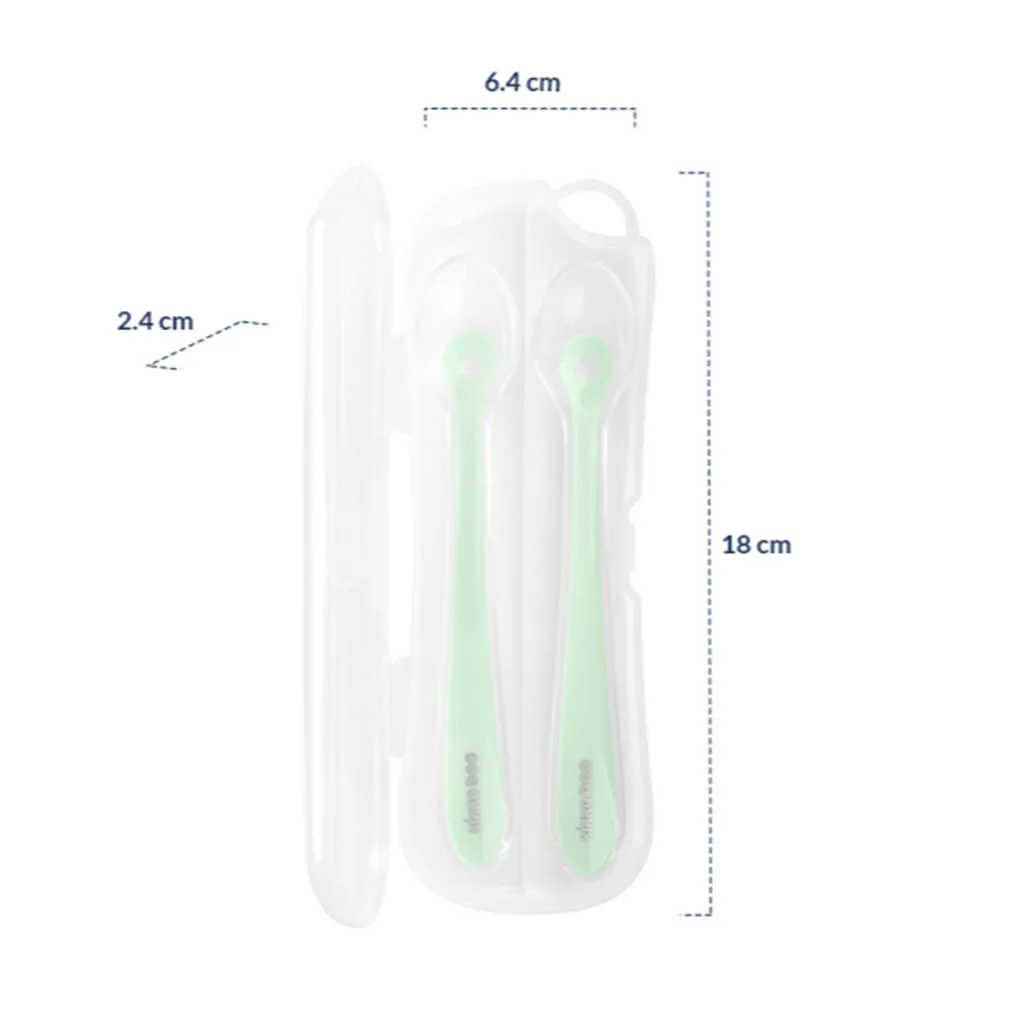 قاشق كيكابو سيليكونی Silicone spoons قابدار 4+ماه 2عددی Kikkaboo