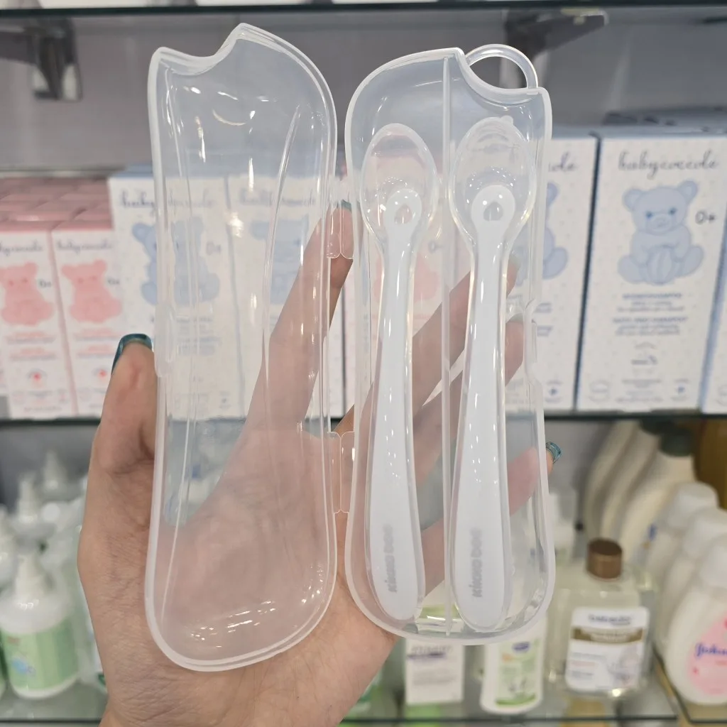 قاشق كيكابو سيليكونی Silicone spoons قابدار 4+ماه 2عددی Kikkaboo