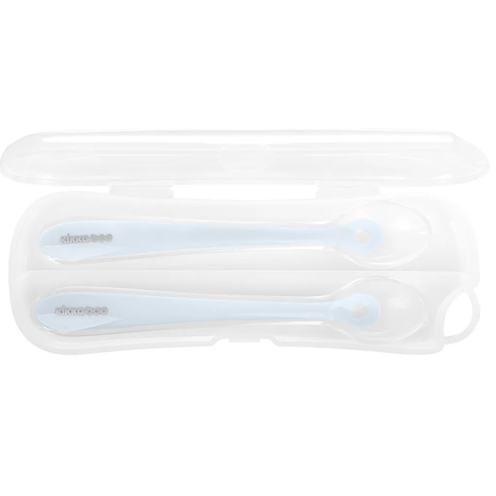 قاشق كيكابو سيليكونی Silicone spoons قابدار 4+ماه 2عددی Kikkaboo