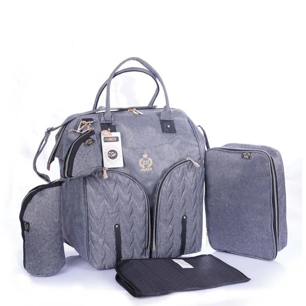 ساک لوازم یوناکو مدل ژوبین نوار مشکی جلو 2جیب ZHتاج گلدوزی Unaco