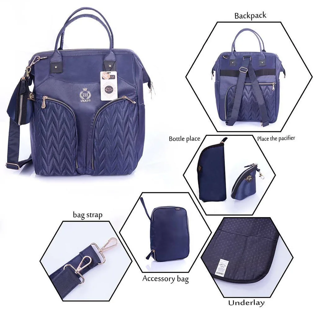 ساک لوازم یوناکو مدل ژوبین نوار مشکی جلو 2جیب ZHتاج گلدوزی Unaco