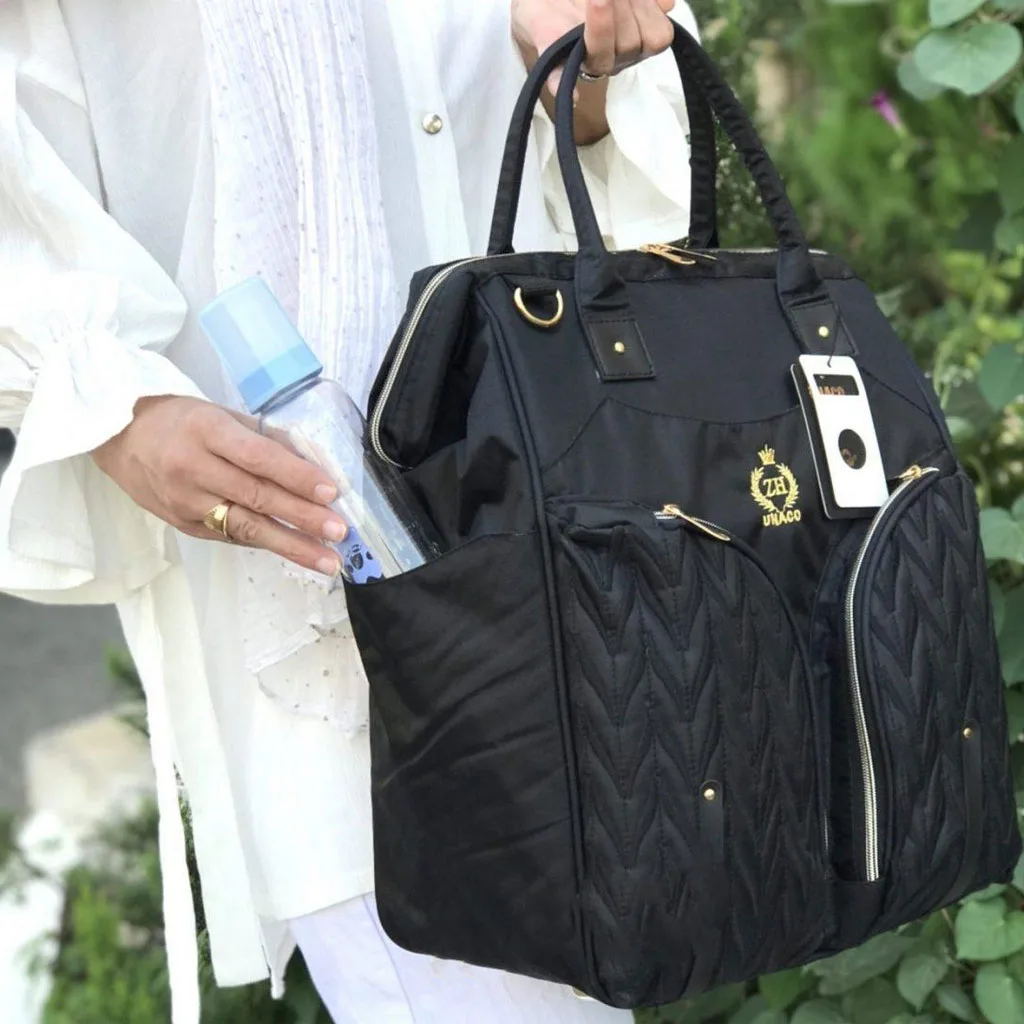 ساک لوازم یوناکو مدل ژوبین نوار مشکی جلو 2جیب ZHتاج گلدوزی Unaco