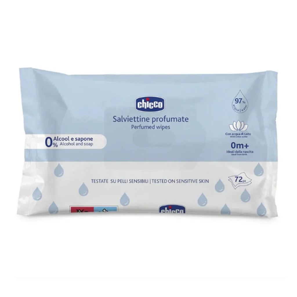 دستمال مرطوب چيكو salviettine Profumate بدون درب 72عددی 2رنگ 97درصد آب chicco