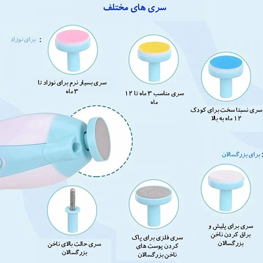 سوهان برقي 6تكه Baby Nail Trimmer بدون قاب Showell