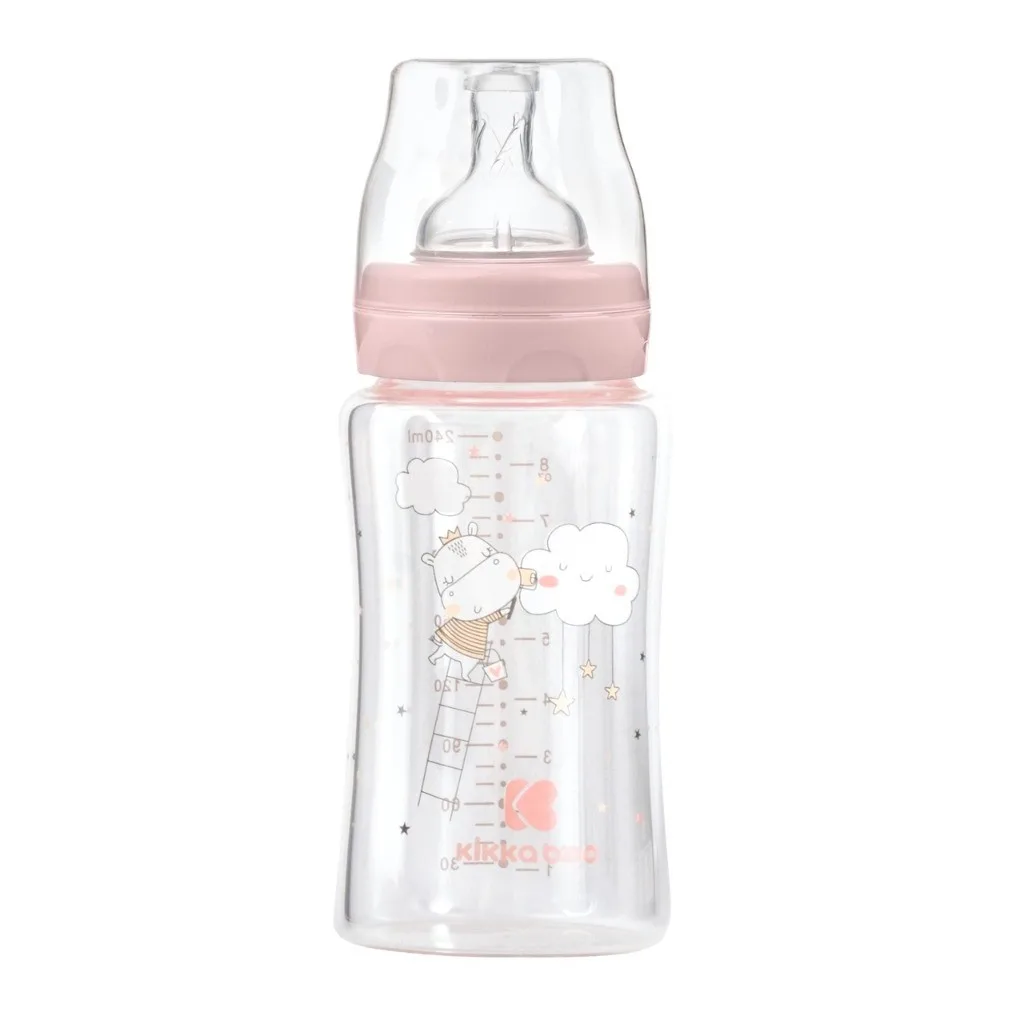 شیشه شیر کیکابو Hippo Dreams پیرکس 3+ماه 240میل Kikkaboo