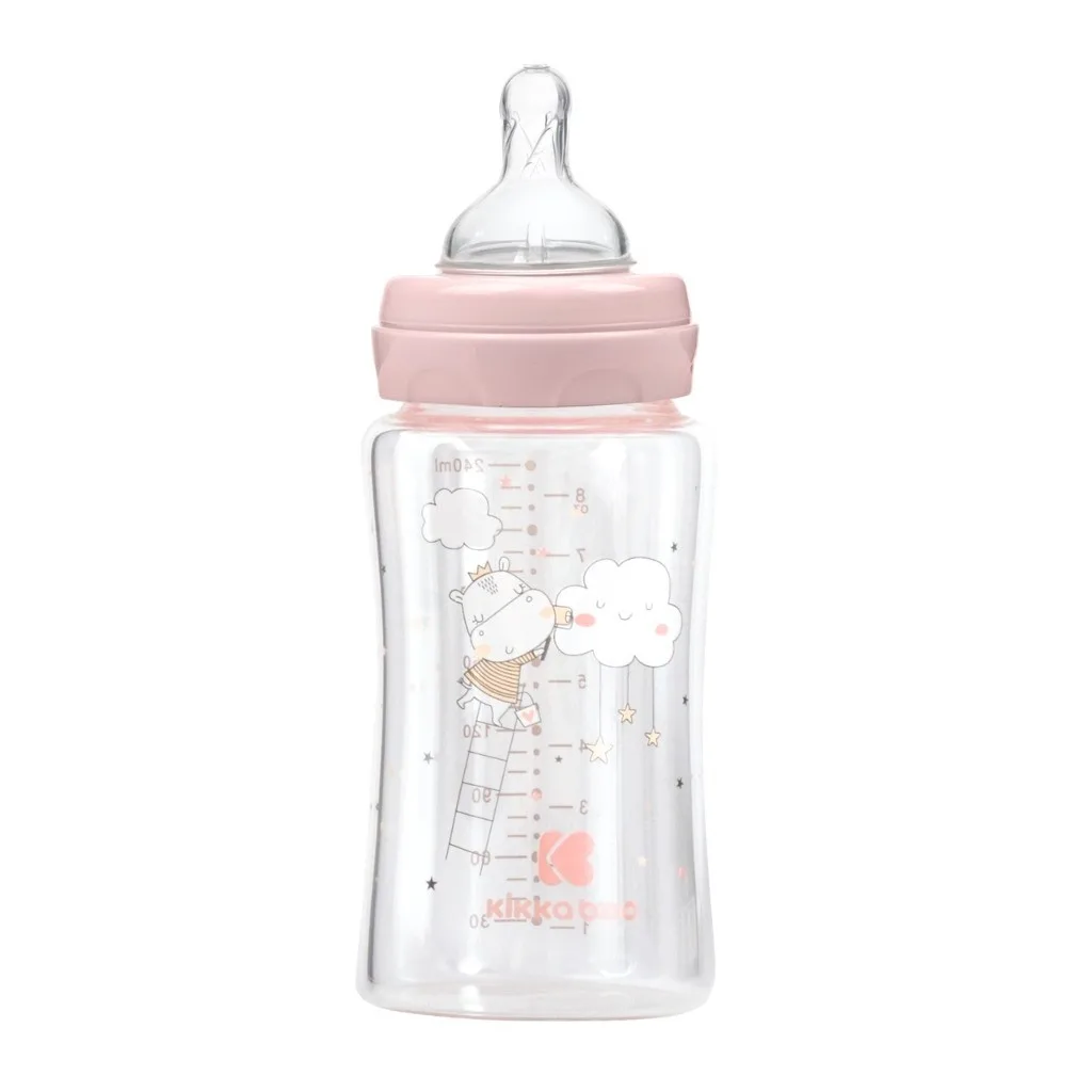 شیشه شیر کیکابو Hippo Dreams پیرکس 3+ماه 240میل Kikkaboo