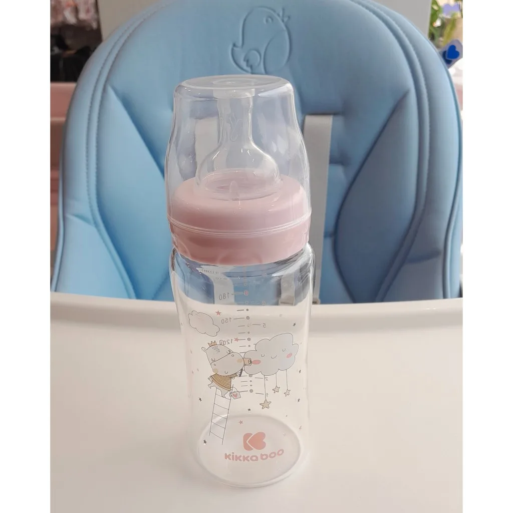 شیشه شیر کیکابو Hippo Dreams پیرکس 3+ماه 240میل Kikkaboo