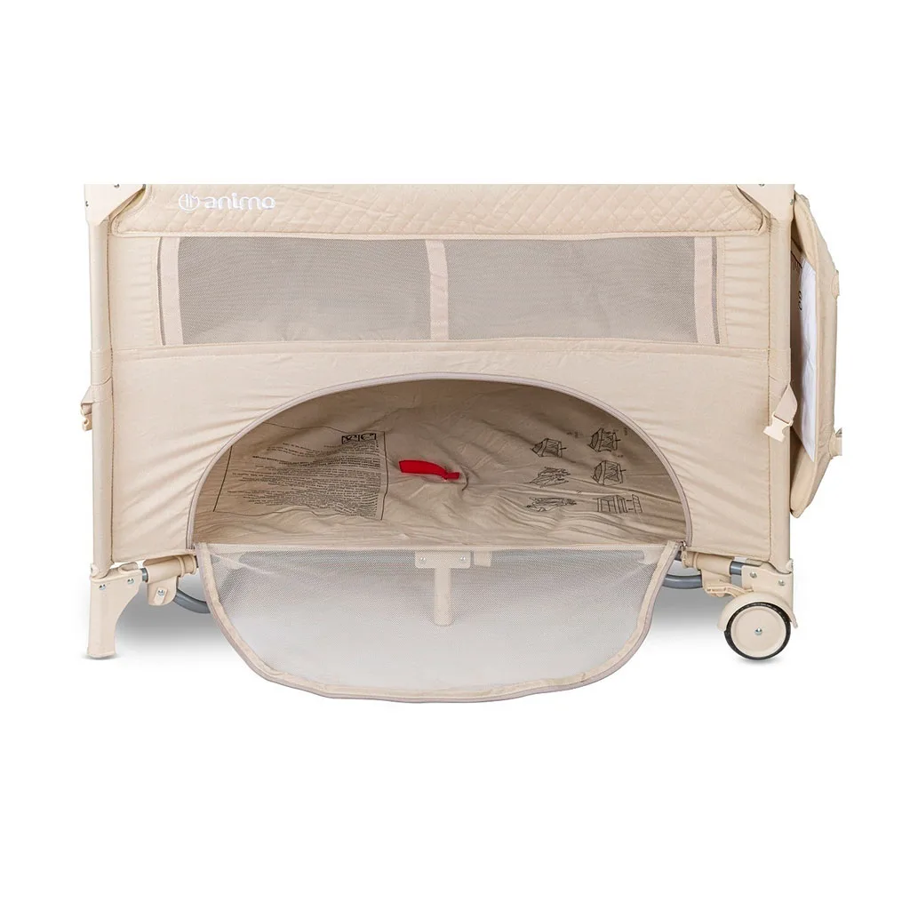 تخت پارک آنیمو مدل نولا Nola كنار مادر گهواره شو همراه با آویز تخت موزیکال Animo