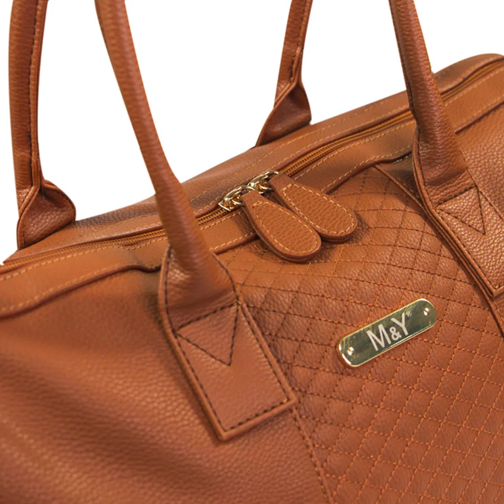 ساک لوازم مای کالکشن ام اند وای مدل گایا مستطیل وسط ماسوره دوزی چرم M&Y