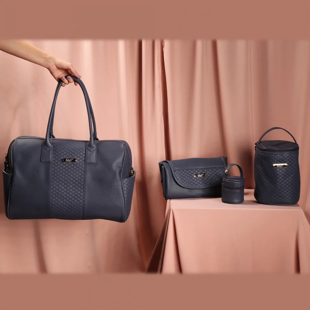 ساک لوازم مای کالکشن ام اند وای مدل گایا مستطیل وسط ماسوره دوزی چرم M&Y