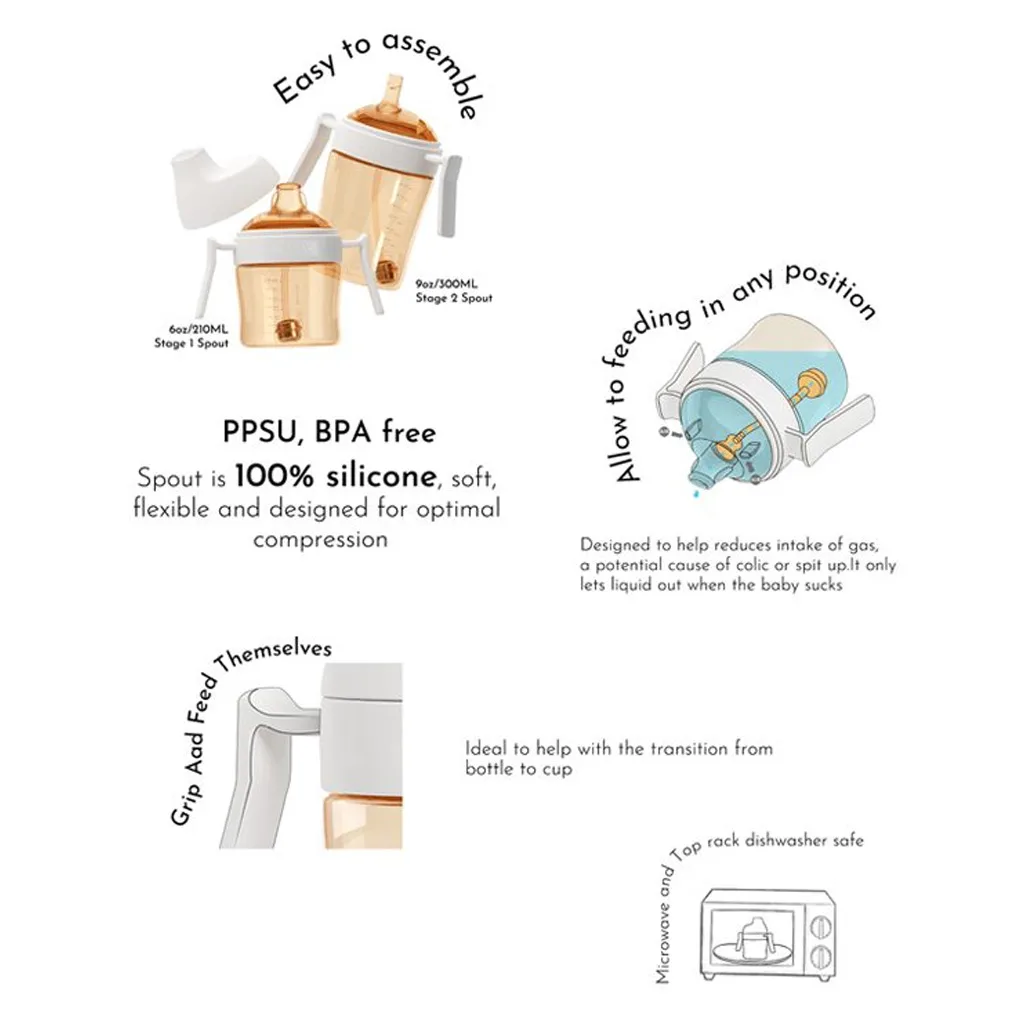 آبمیوه خوری 9+ماه 300میل دسته دار سوپاپدار هی اور شی Heorshe