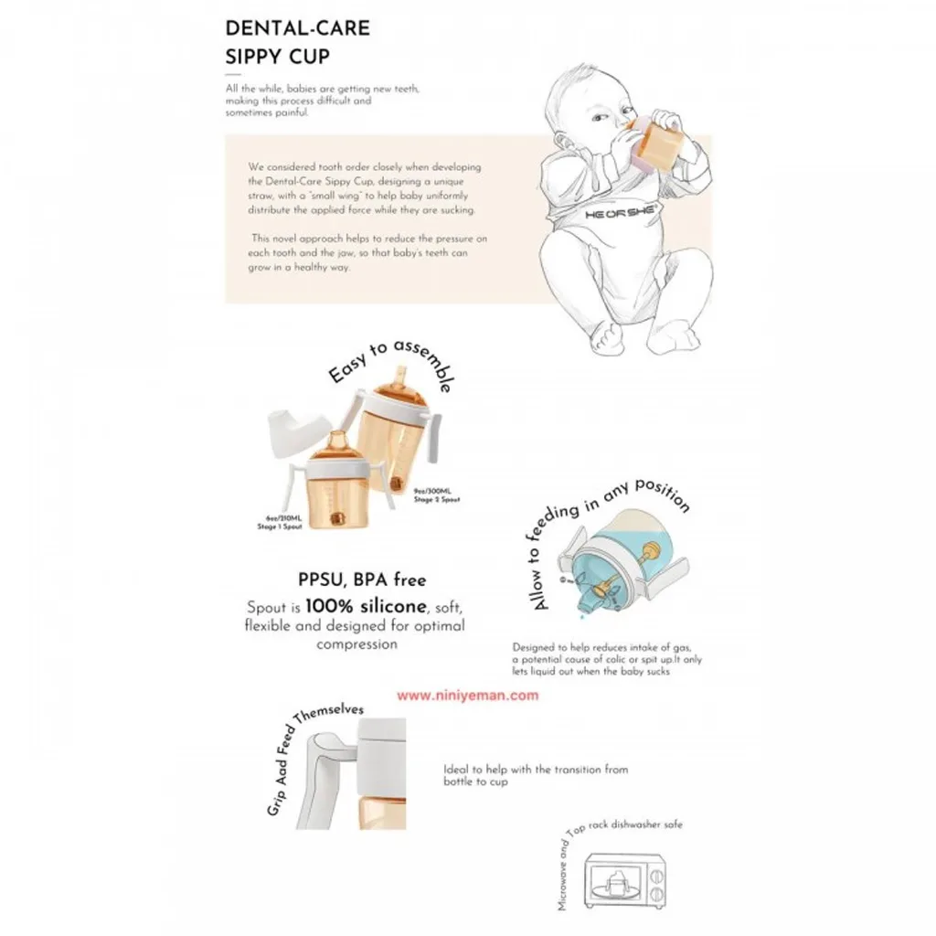 آبمیوه خوری 9+ماه 300میل دسته دار سوپاپدار هی اور شی Heorshe