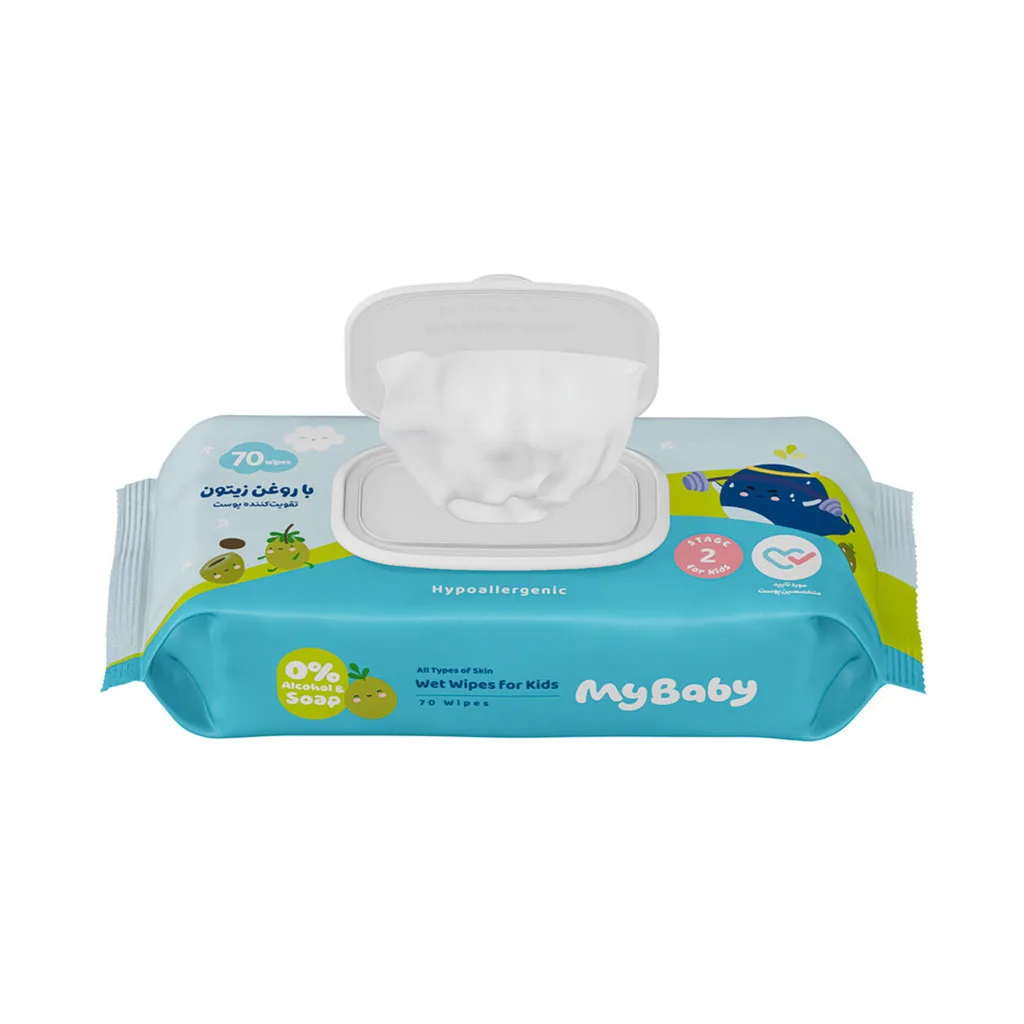 دستمال مرطوب 70عددی روغن زیتون تقویت کننده پوست مای بیبی My Baby