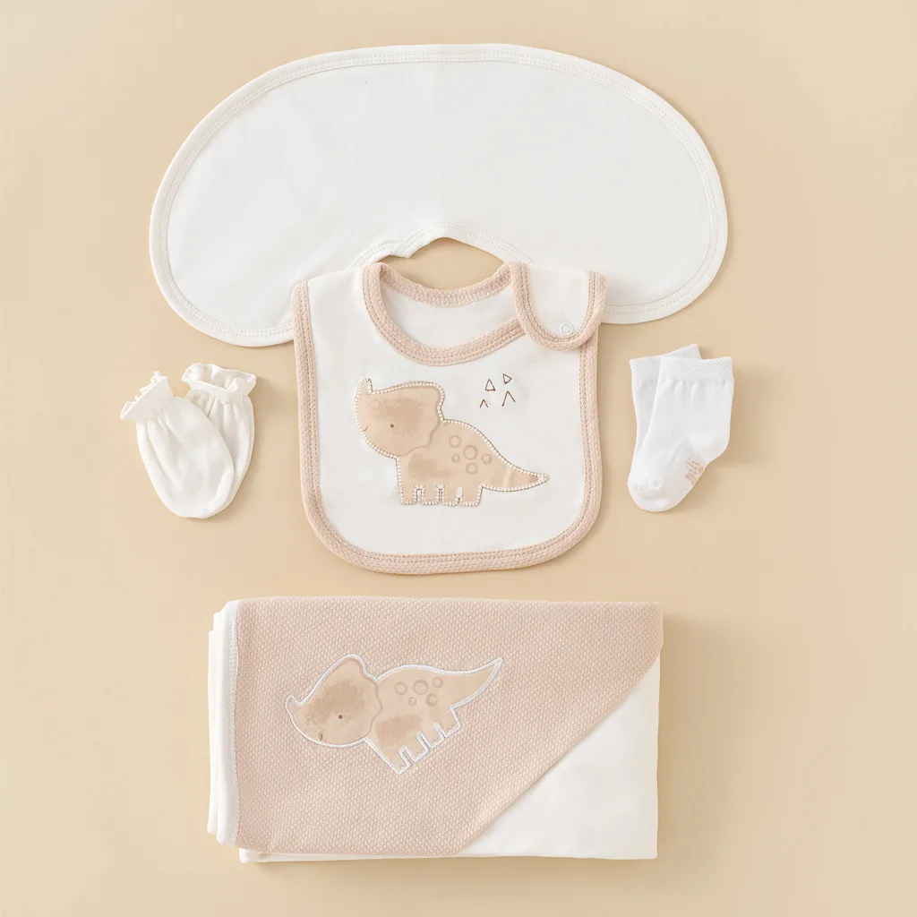 سرویس 13تکه جعبه ای پنبه دایناسور DinoSaur سفید کرم نیلی Nili