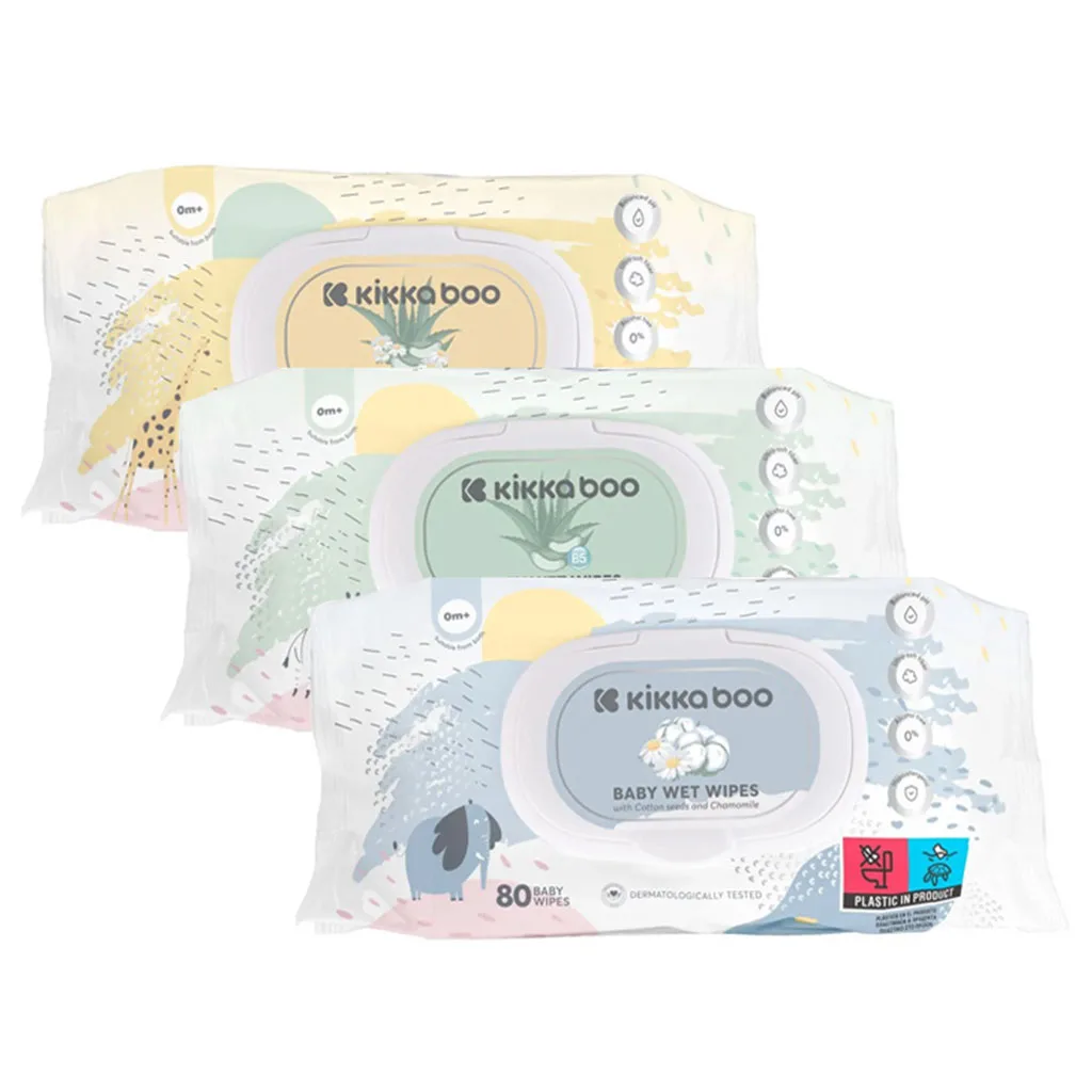 دستمال مرطوب کیکابو Cotton seeds and chamomile پنبه 80برگی دربدار