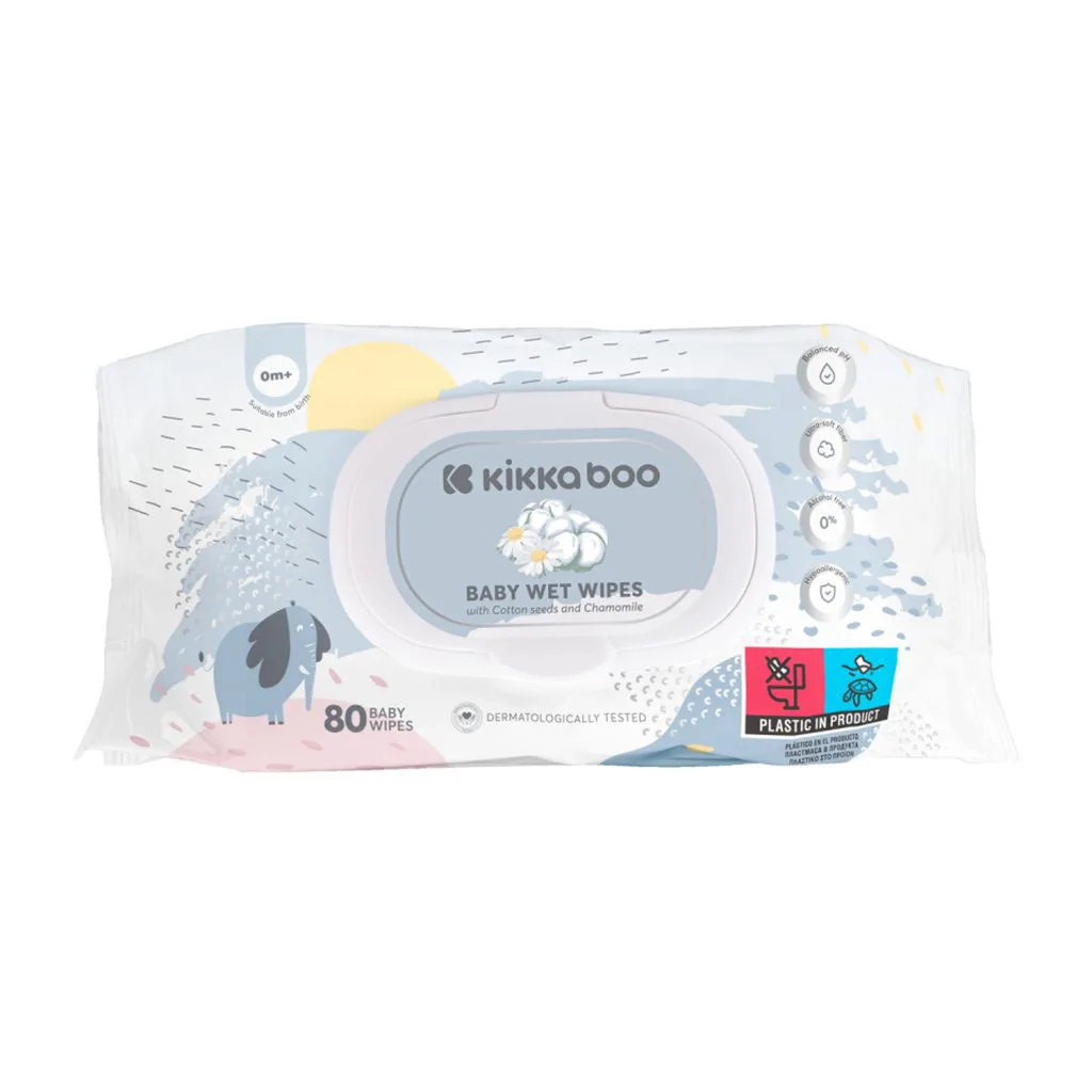 دستمال مرطوب کیکابو Cotton seeds and chamomile پنبه 80برگی دربدار