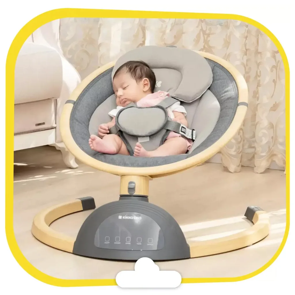 گهواره نی نی لای لای برقی کیکابو swing Ashlee دکمه لمسی بدنه طرح چوب Kikkaboo