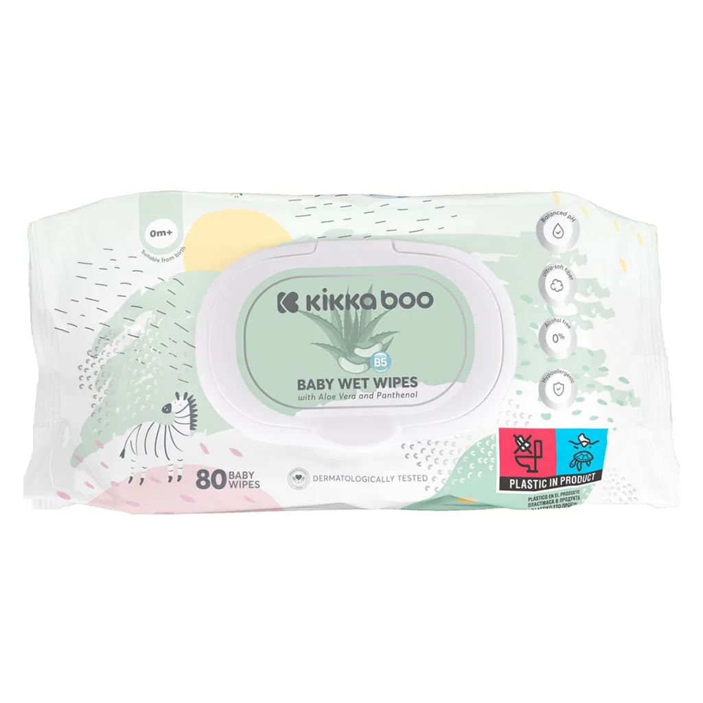 دستمال مرطوب كيكابو Aloe Vera and Panthenol آلوئه را 80برگي دربدار Kikkaboo