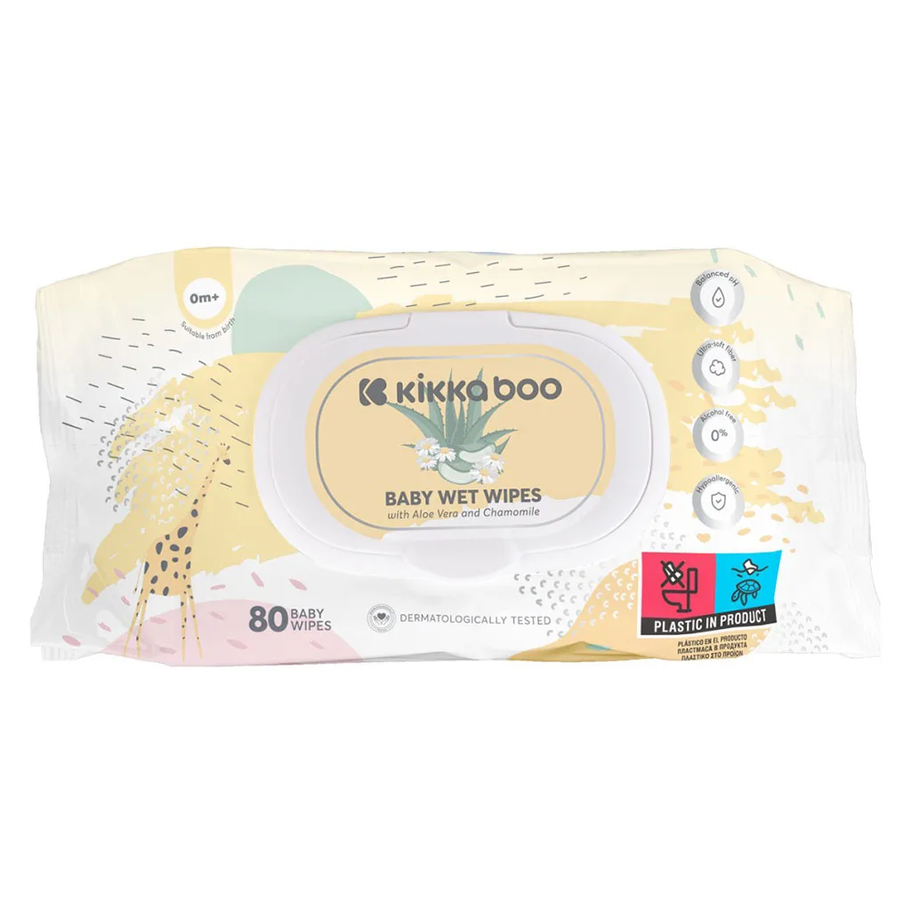 دستمال مرطوب کیکابو Aloe Vera and chamomile آلوئه را بابونه 80برگی دربدار Kikkaboo