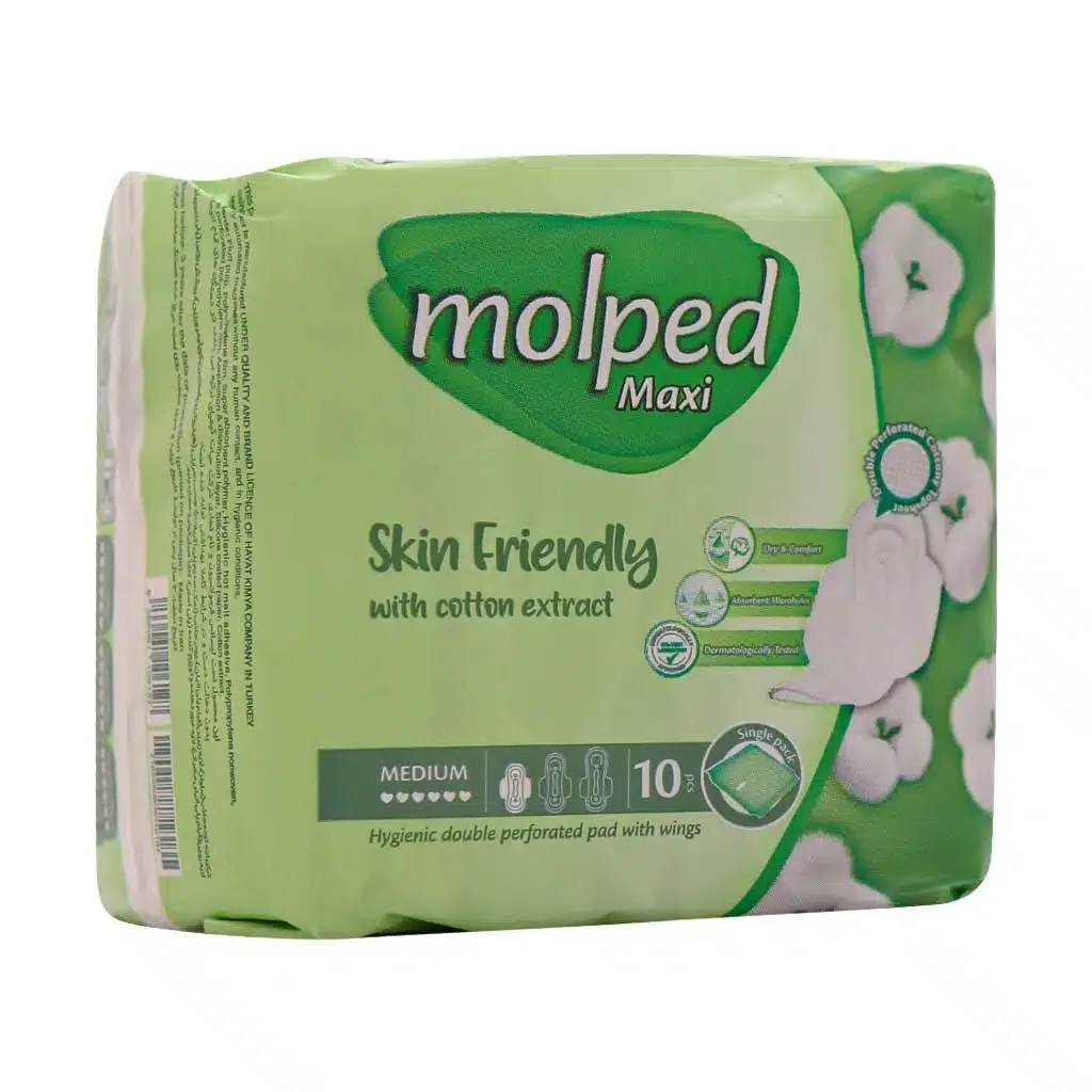 نوار بهداشتی مشبک پنبه ای سایز متوسط 10عددی مولپد Molpad