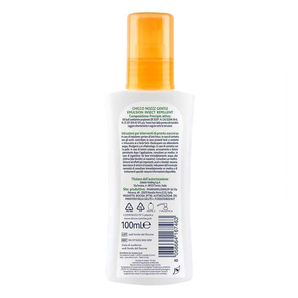 اسپری ضد گزش چیکو مدل Gentle Emulsion پشه و حشرات 100ميل Chicco