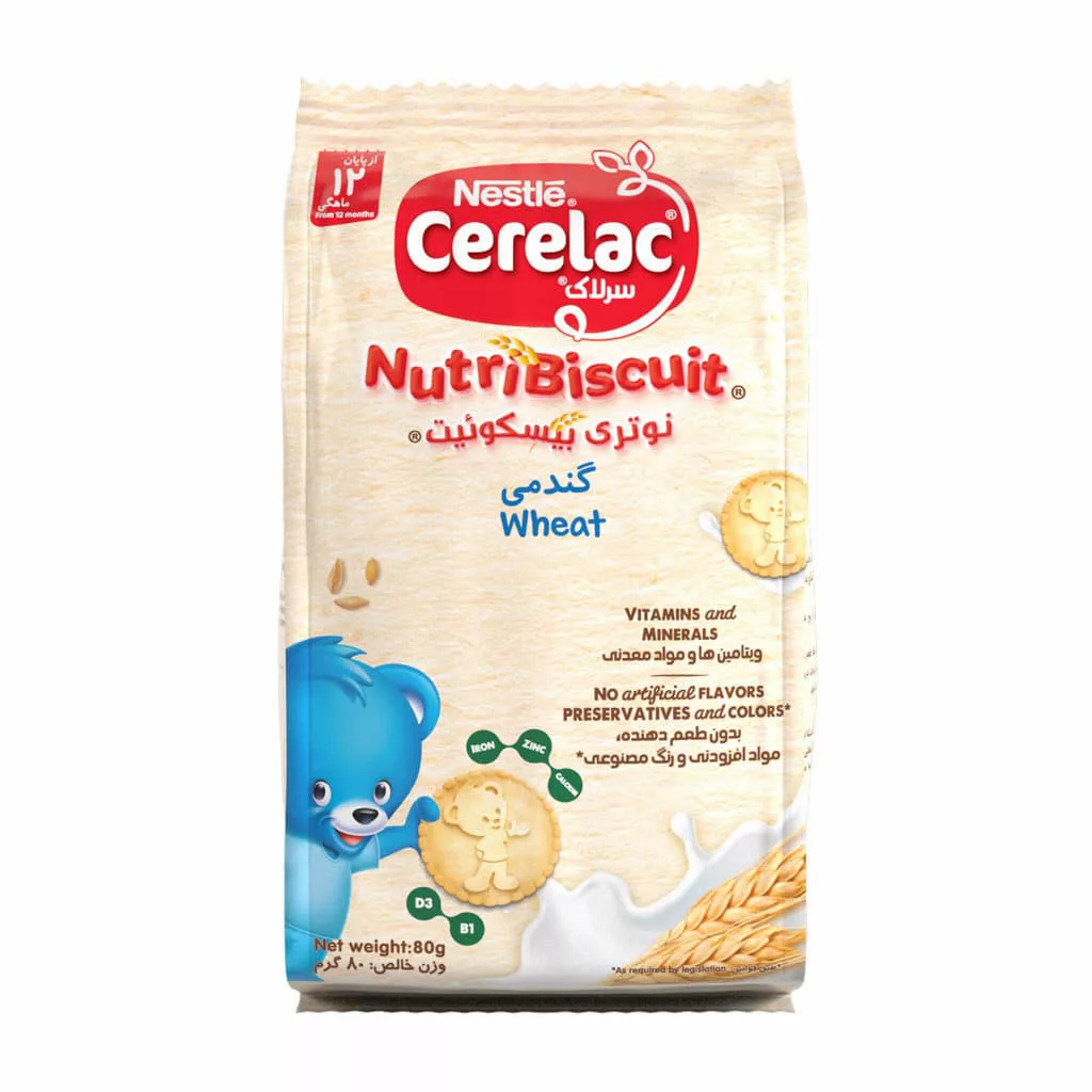 نوتری بیسکویت سرلاک نستله 80گرم گندمی Wheat ویتامیندار Nestle Cerelac