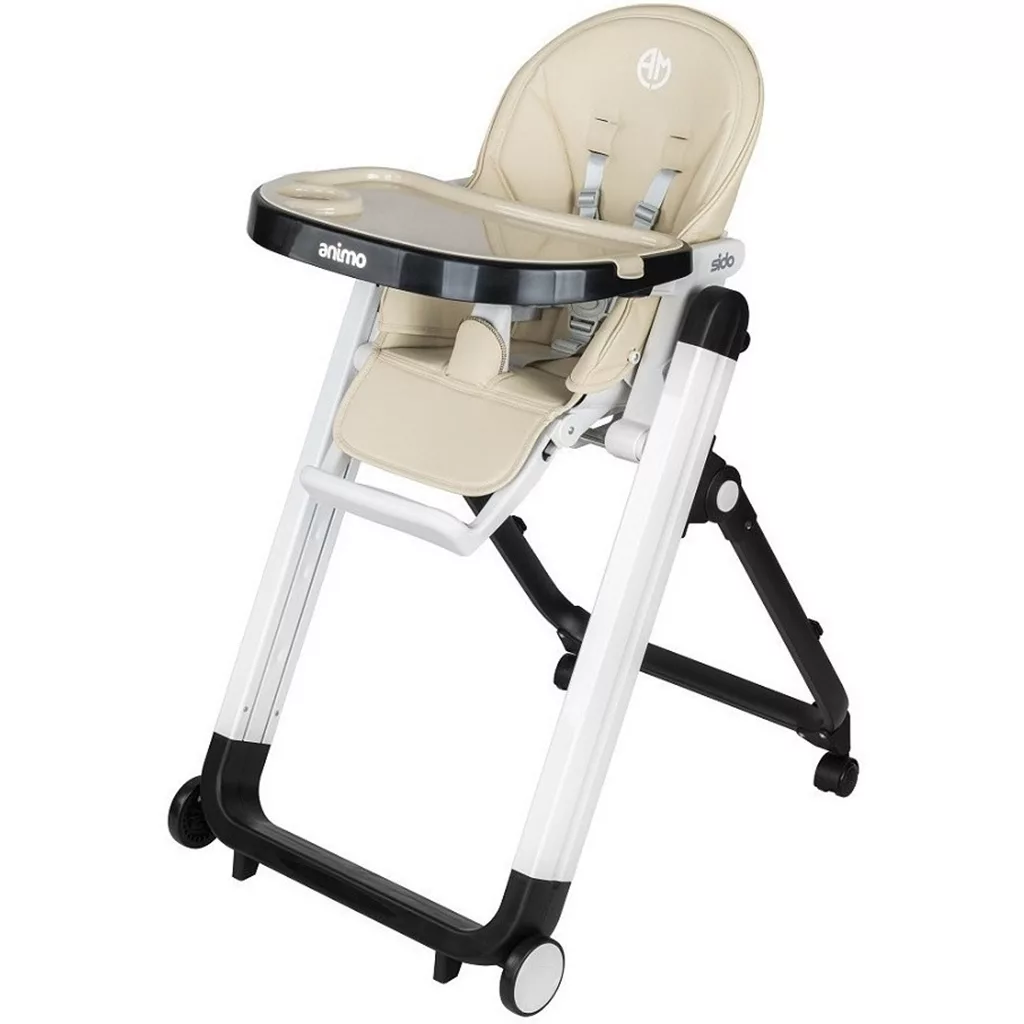 صندلی غذای آنیمو مدل Sido سیدو 4چرخ تابشو تنظیم ارتفاع بدنه سفید Animo