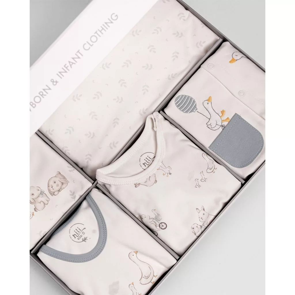 سرویس 13تکه نیلی اردک جعبه ای خرگوش برگ سفید Nili