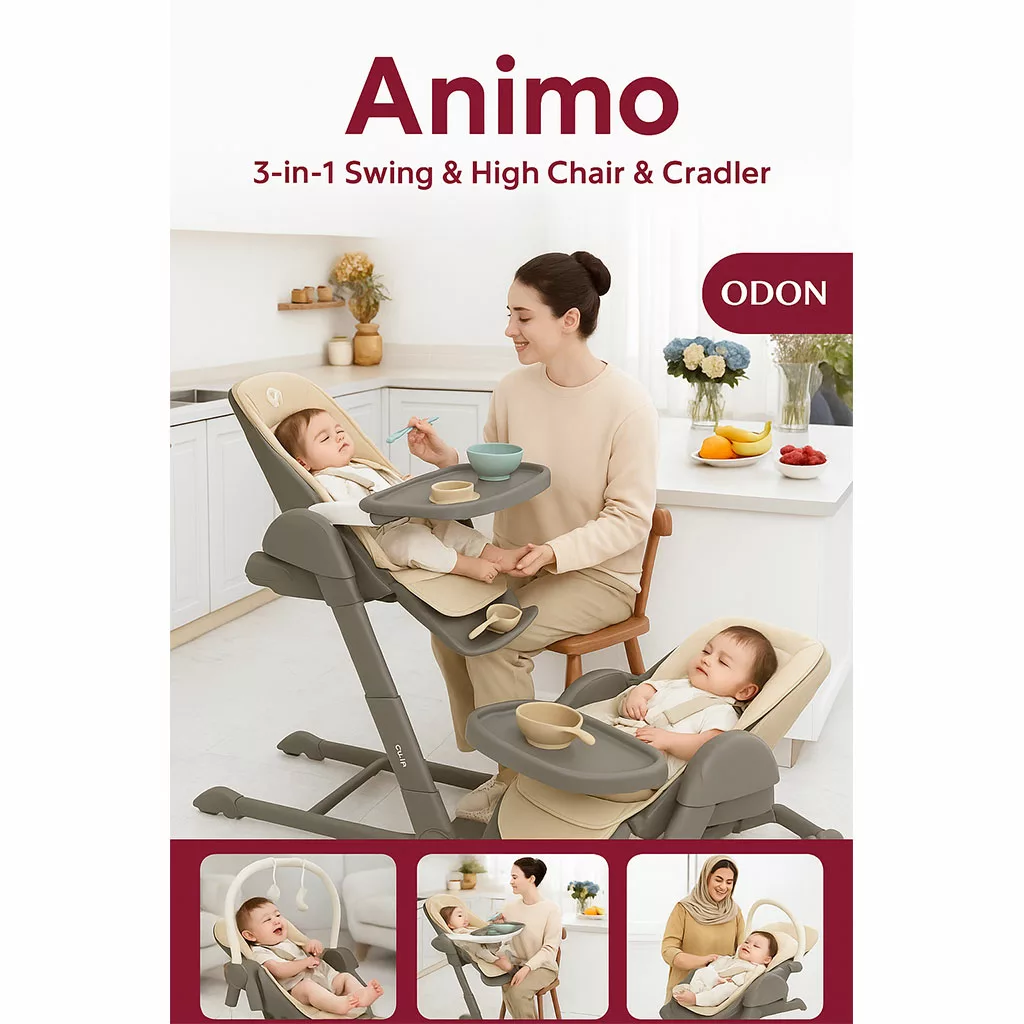 صندلی غذای 3کاره آنیمو مدل Odon برقی گهواره شو موزیکال Animo