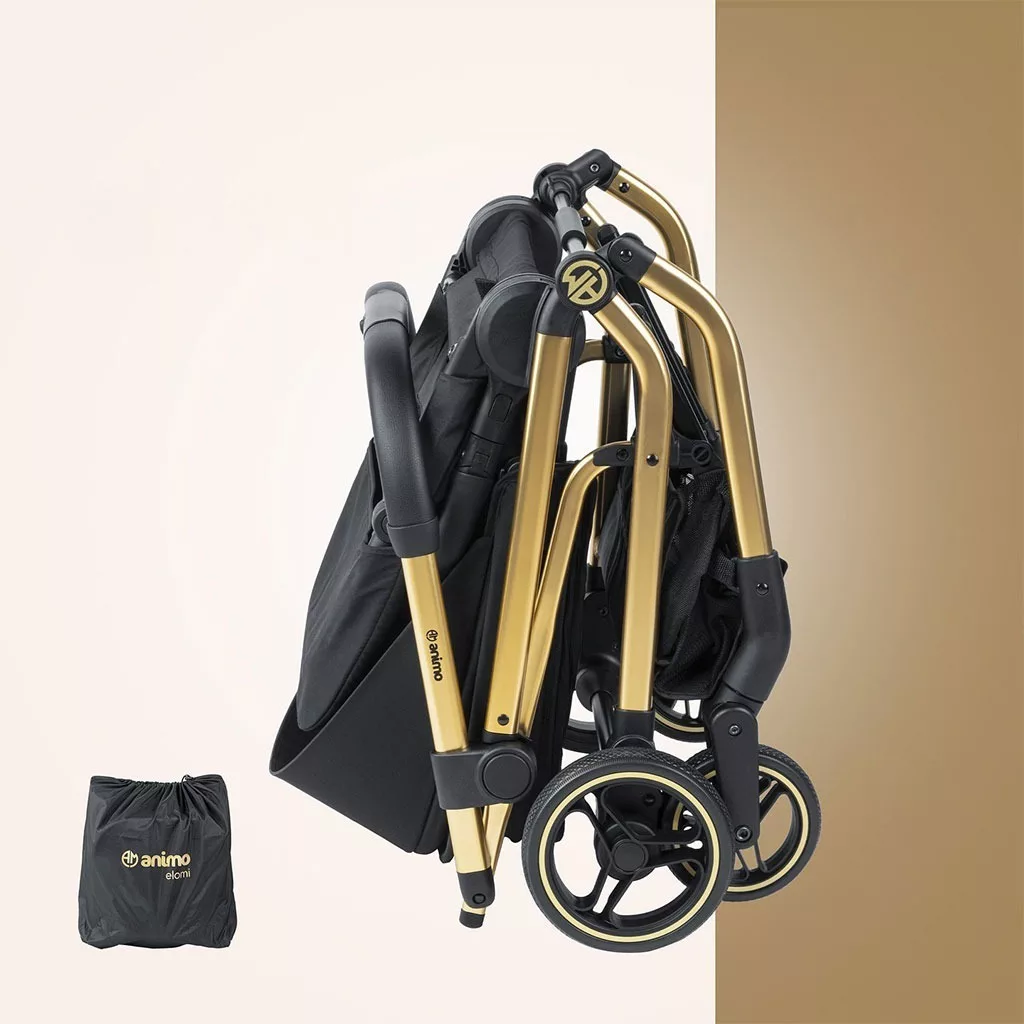 کالسکه آنیمو مدل Elomi کابین سایز تاشو مسافرتی بدنه طلایی Animo