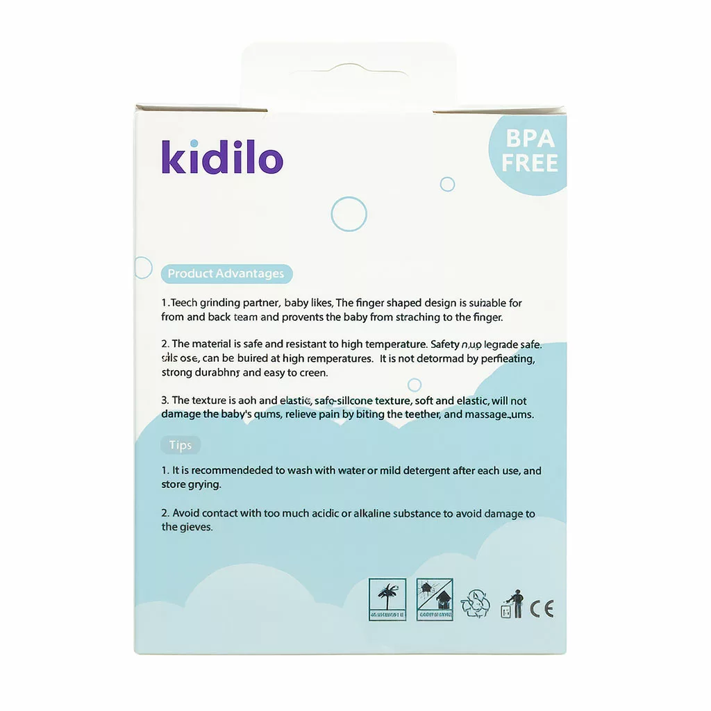دندان‌گیر مچی دستکشی نوزاد Kidilo KD-6030 موم عسلی سیلیکون گرید غذایی