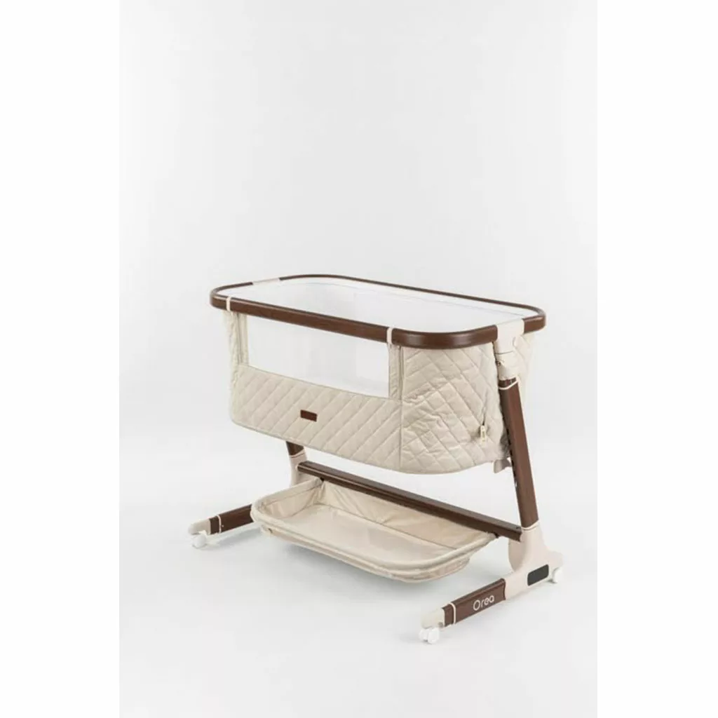 گهواره تخت کنار مادر برقی مونته مدل Orea پایه طرح چوب 5 سرعته Monte