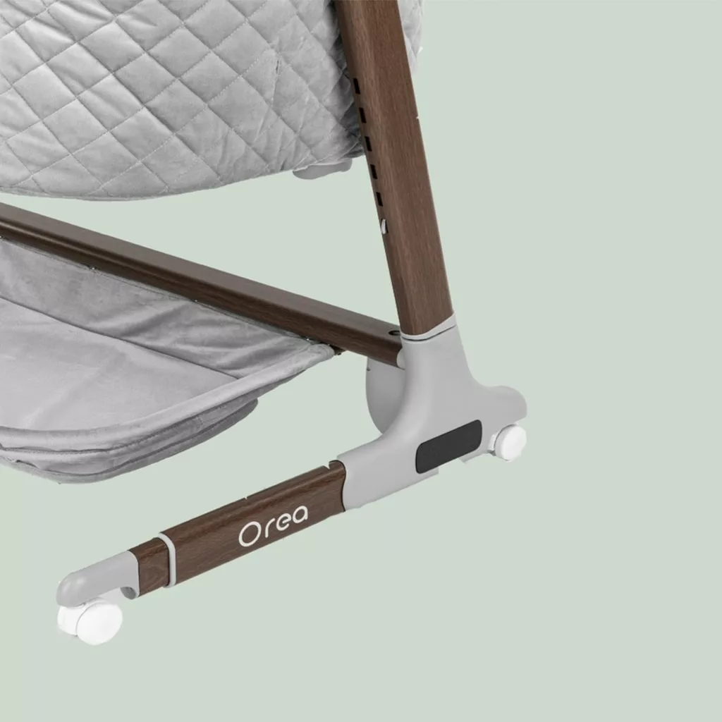 گهواره تخت کنار مادر برقی مونته مدل Orea پایه طرح چوب 5 سرعته Monte