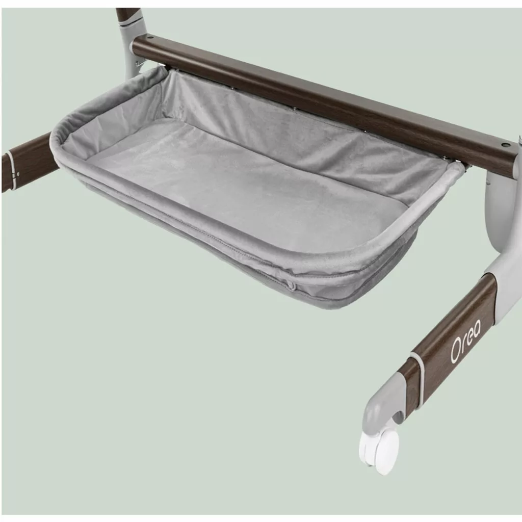 گهواره تخت کنار مادر برقی مونته مدل Orea پایه طرح چوب 5 سرعته Monte