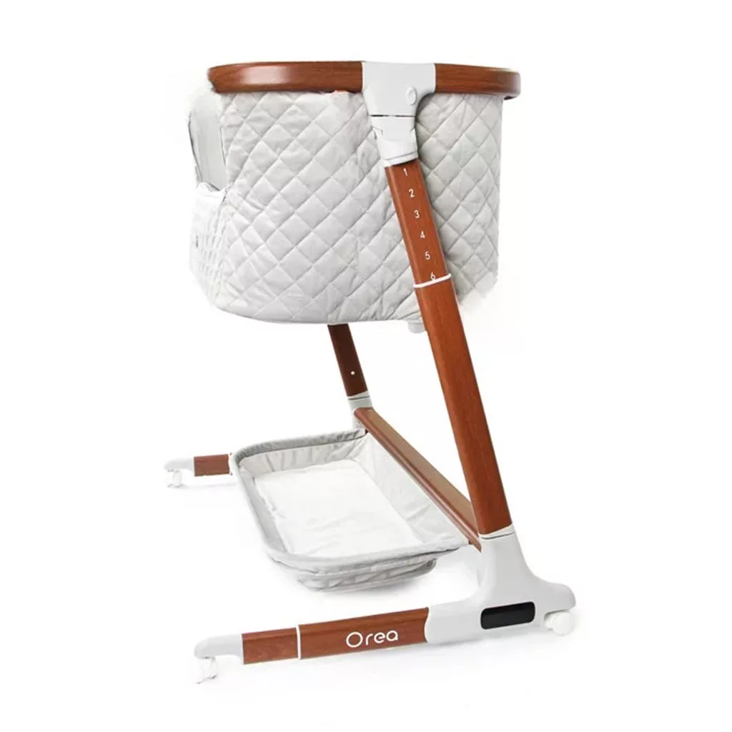 گهواره تخت کنار مادر برقی مونته مدل Orea پایه طرح چوب 5 سرعته Monte
